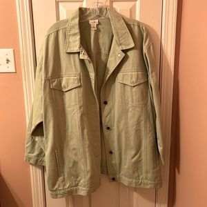 🔥 Vintage Plus size 90s Hunters Run Pastel Green Boyfriend Denim Jacket 🌸
